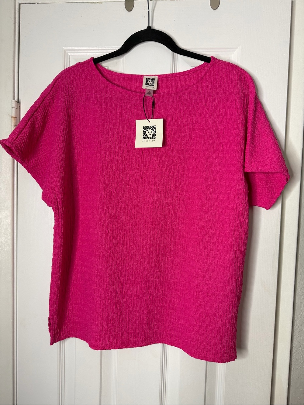 Anne Klein Short Sleeve Top in Fuchsia Pink